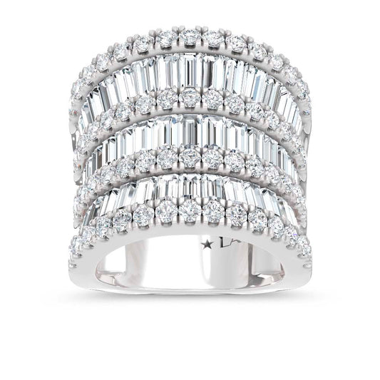 14K White Gold Lab Grown Diamond Round and Tapper 5 Ct.Tw. Fashion Ring