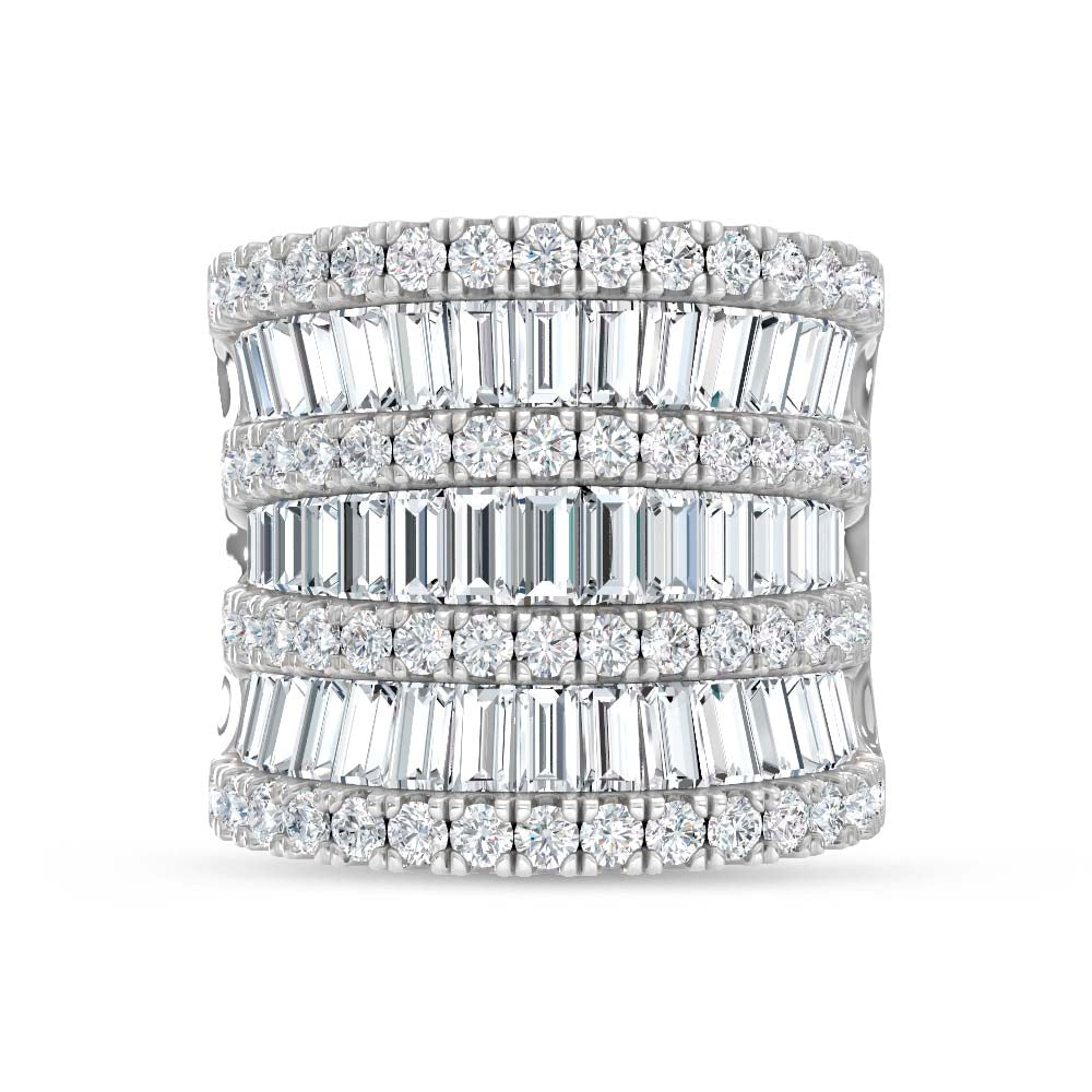 14K White Gold Lab Grown Diamond Round and Tapper 5 Ct.Tw. Fashion Ring