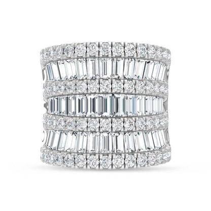 14K White Gold Lab Grown Diamond Round and Tapper 5 Ct.Tw. Fashion Ring