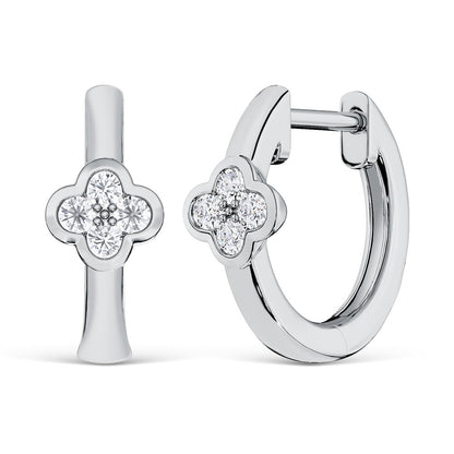 10K White Gold Lab Grown Diamond 1/10 Ct.Tw. Hoop Earrings