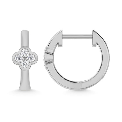 10K White Gold Lab Grown Diamond 1/10 Ct.Tw. Hoop Earrings