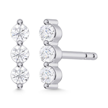 10K White Gold Lab Grown Diamond 1/6 Ct.Tw. Three Stone Earrings
