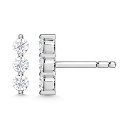 10K White Gold Lab Grown Diamond 1/6 Ct.Tw. Three Stone Earrings