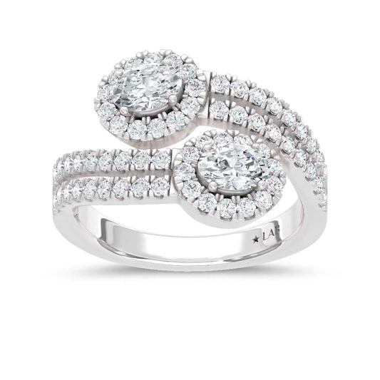 14K White Gold Lab Grown Diamond Round and Oval 1 1/2 Ct.Tw. Fashion Ring