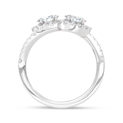 14K White Gold Lab Grown Diamond Round and Oval 1 1/2 Ct.Tw. Fashion Ring