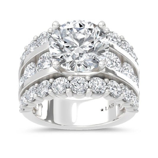 14K White Gold Lab Grown Diamond  9 Ct.Tw. Round Shape Engagement Ring