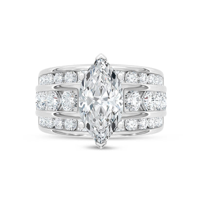 14K White Gold Lab Grown Diamond 5 1/2 Ct.Tw. Engagement Ring (Marquise Canter)