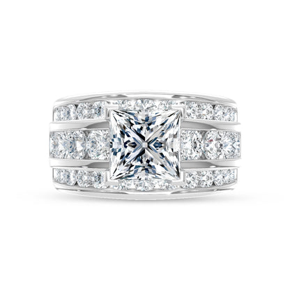 14K White Gold Lab Grown Diamond 5 1/2 Ct.Tw. Engagement Ring (Princess Canter)