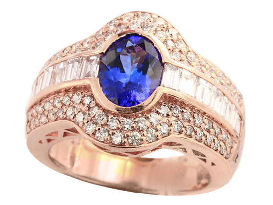 EFFY 14K ROSE GOLD DIAMOND,TANZANITE RING