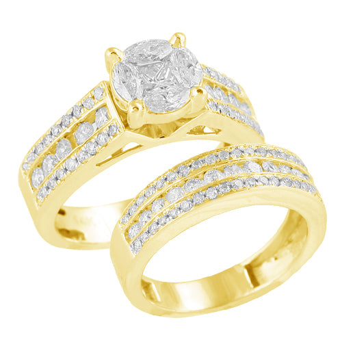 14KY 2.10CTW DIAMOND FANCY BRIDAL SET