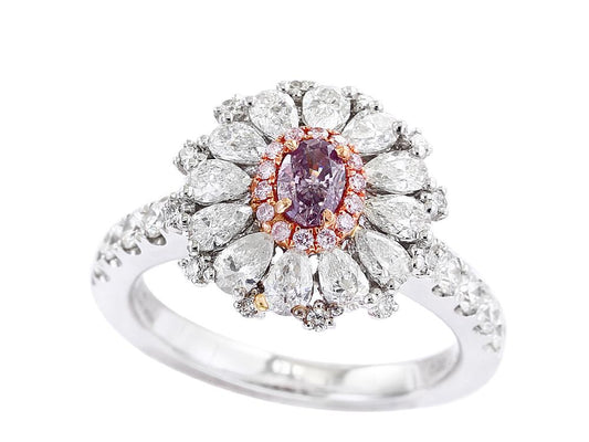 EFFY 18K WHITE/ROSE GOLD ,WHITE AND PINK DIAMOND RING