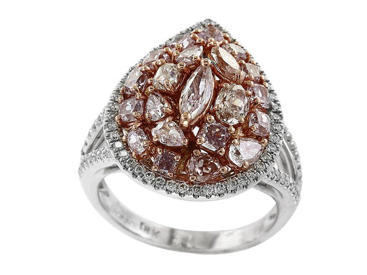 EFFY 18K TWO TONE WHITE AND PINK DIAMOND RING