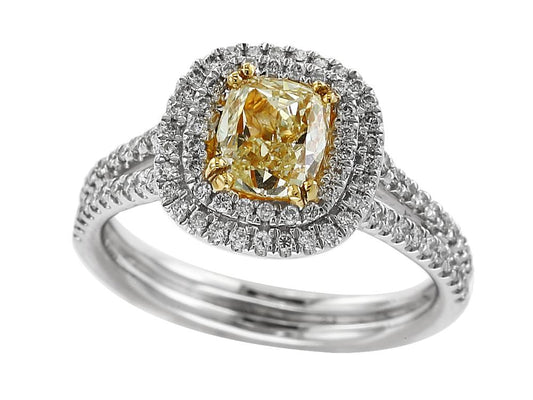 EFFY 18K TWO TONE WHITE AND YELLOW DIAMOND RING