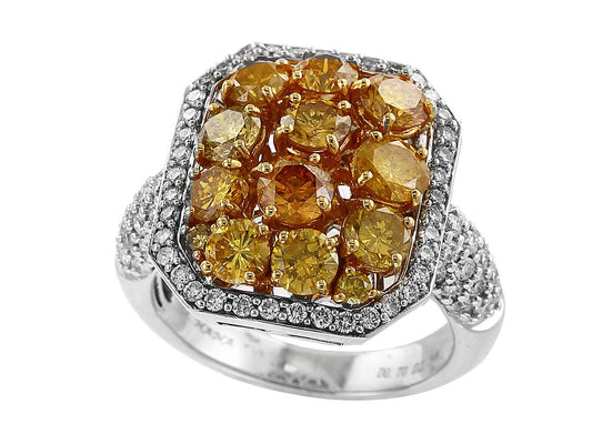 EFFY 18K TWO TONE WHITE AND YELLOW DIAMOND RING