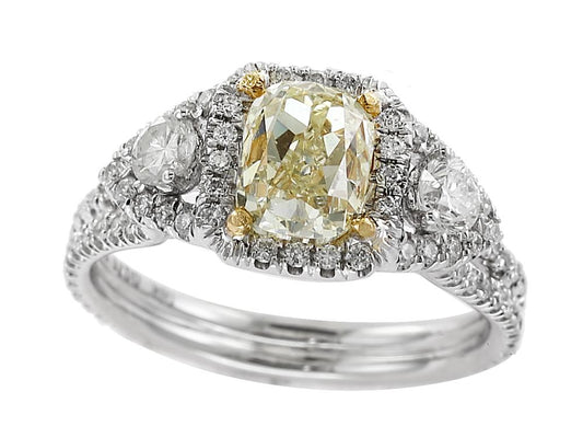 EFFY 18K TWO TONE WHITE AND YELLOW DIAMOND RING