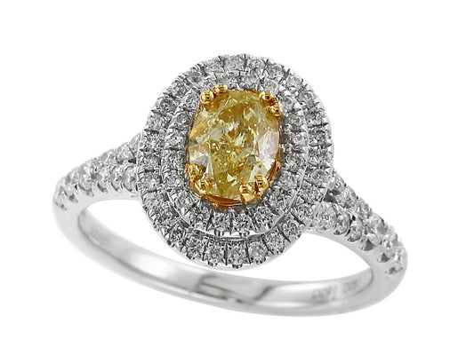 EFFY 18K TWO TONE GOLD WHITE AND YELLOW DIAMOND RING