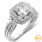 14KW 0.85CTW BAGUETTE DIAMOND BRIDAL RING WITH DOU