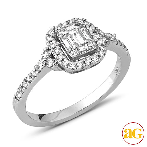 14KW 0.50CTW DIAMOND BRIDAL BAGUETTE RING WITH HAL