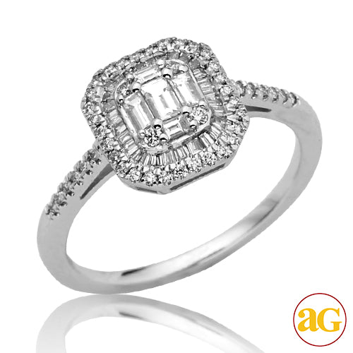 14KW 0.55CTW BAGUETTE DIAMOND BRIDAL RING WITH HAL