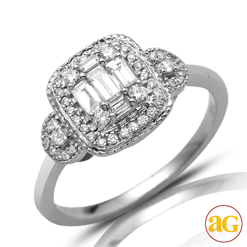 14KW 0.60CTW BAGUERRE DIAMOND BRIDAL RING WITH HAL