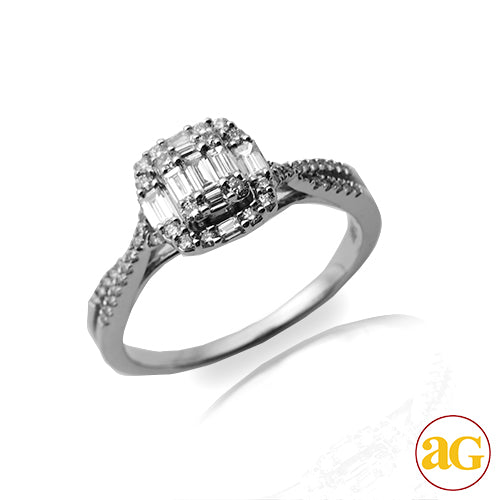 14KW 0.55CTW BAGUETTE DIAMOND BRIDAL RING WITH HAL