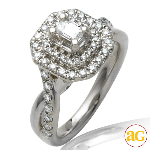 14KW 1.00CTW BAGUETTE DIAMOND BRIDAL RING -TWISTED