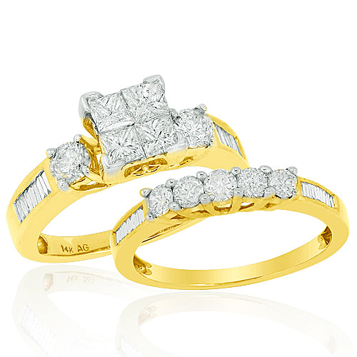 14KY 2.00CTW QUAD HEAD BRIDAL SET
