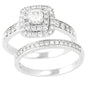 14KW 1.00CTW DIAMOND SQUARE HEAD BRIDAL SET WITH D