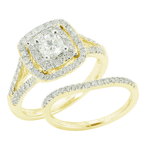 14KY 1.10CTW DIAMOND FANCY BRIDAL SET [0.40CT CTR]