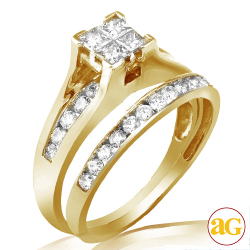 10KY 1.00CTW QUAD HEAD BRIDGE RING BRIDAL SET
