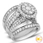 14KW 3.00CTW CLUSTER DIAMOND 3-RING BRIDAL SET
