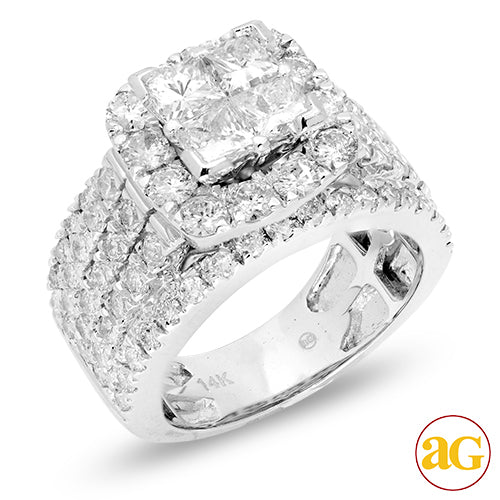 14KW 4.50CTW DIAMOND QUAD HEAD BRIDAL SET