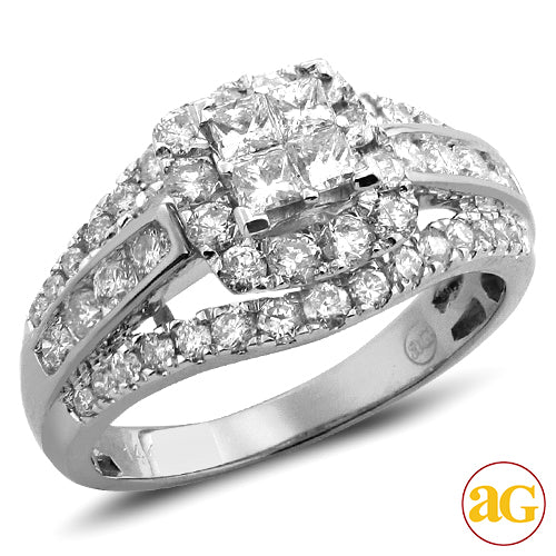 14KW 1.50CTW PC DIAMOND QUAD HEAD BRIDAL RING WITH