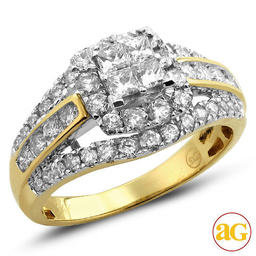 14KY 1.50CTW PC DIAMOND QUAD HEAD BRIDAL RING WITH