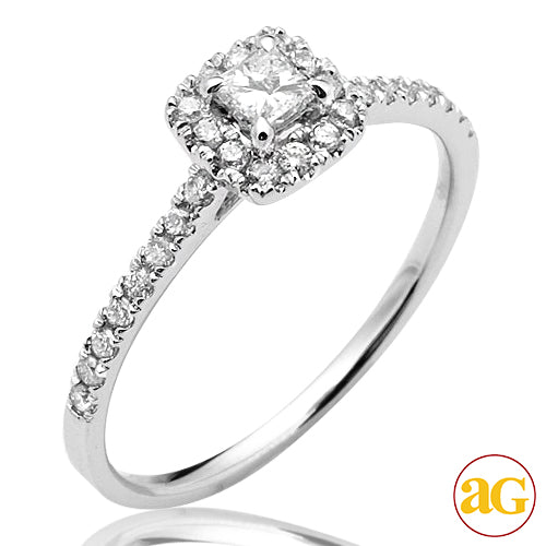 14KW 0.50CTW PC DIAMOND BRIDAL RING WITH HALO - 0.