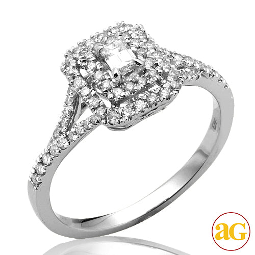 14KW 0.50CTW EMERALD DIAMOND BRIDAL RING WITH DOUB