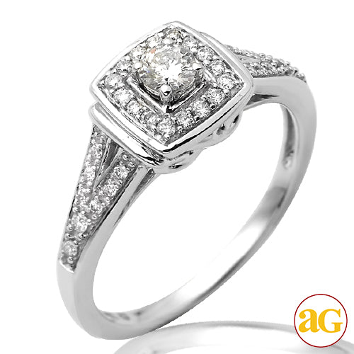 14KW 0.35CTW DIAMOND BRIDAL RING WITH SQUARE HALO