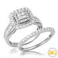14KW 1.30CTW DIAMOND QUAD HEAD BRIDAL SET WITH DOU