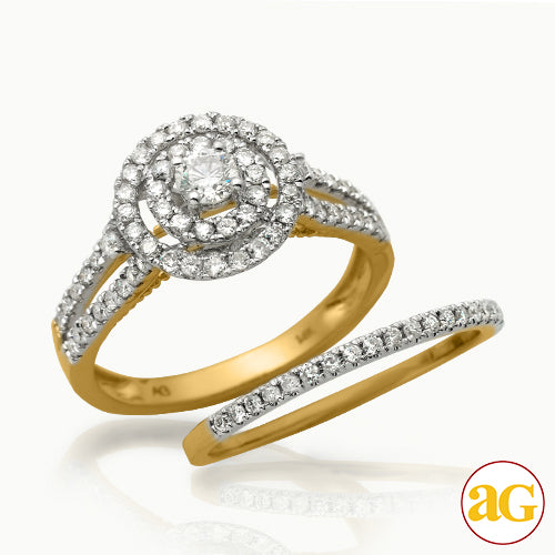 14KY 1.00CTW DIAMOND BRIDAL SET - DOUBLE ROUND HAL
