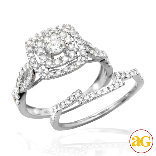 14KW 1.00CTW DIAMOND BRIDAL SET - DOUBLE SQUARE HA