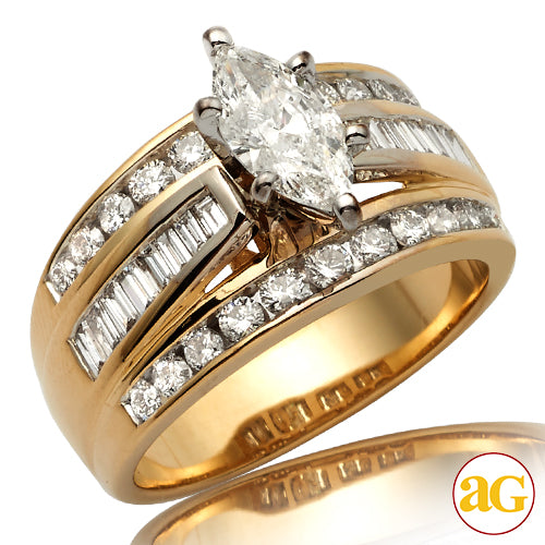 14KY 1.75CTW DIAMOND BRIDAL RING [0.75CT MQ - E I1