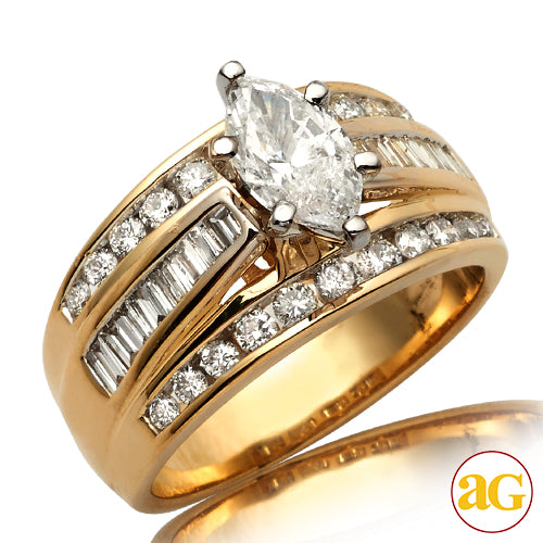 14KY 1.97CTW DIAMOND BRIDAL RING [0.97CT MQ - E SI