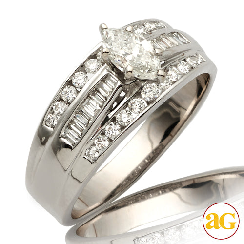 14KW 0.89CTW DIAMOND BRIDAL RING [0.42CT MQ - G VS