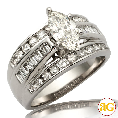 14KW 2.01CTW DIAMOND BRIDAL RING [1.01CT MQ - I SI