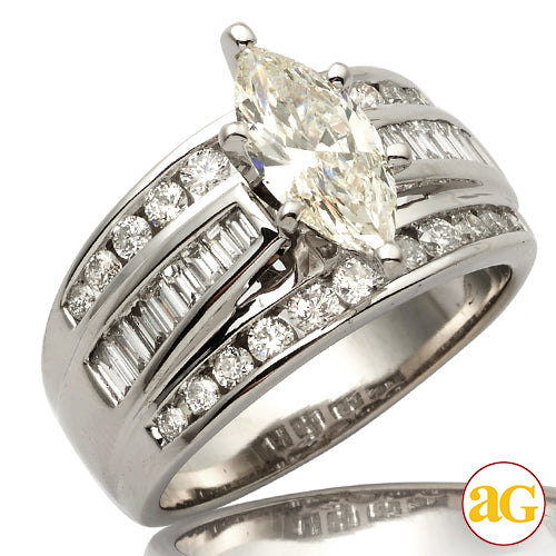 14KW 2.03CTW DIAMOND BRIDAL RING [1.03CT MQ - J SI