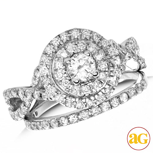 14KW 1.00CTW DIAMOND ROUND HEAD BRIDAL SET - DOUBL