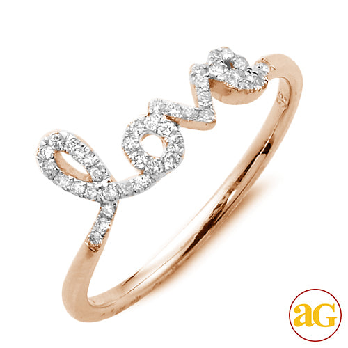 14KR 0.20CTW DIAMOND DESIGNER 'LOVE' RING