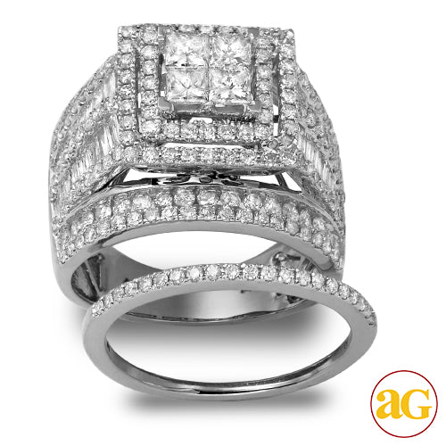 14KW 3.00CTW PC DIAMOND QUAD HEAD BRIDAL SET - 2