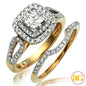 14KY 1.00CTW PC DIAMOND QUAD HEAD BRIDAL SET  W/