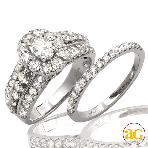 14KW 2.35CTW OVAL DIAMOND BRIDAL SET - SINGLE HALO
